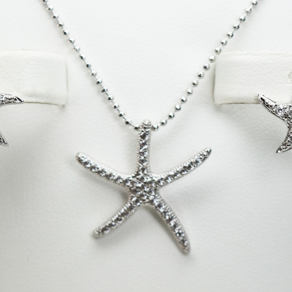 NEW!!! Silver & Topaz Starfish Pendant & Earrings - Picture 5 of 8